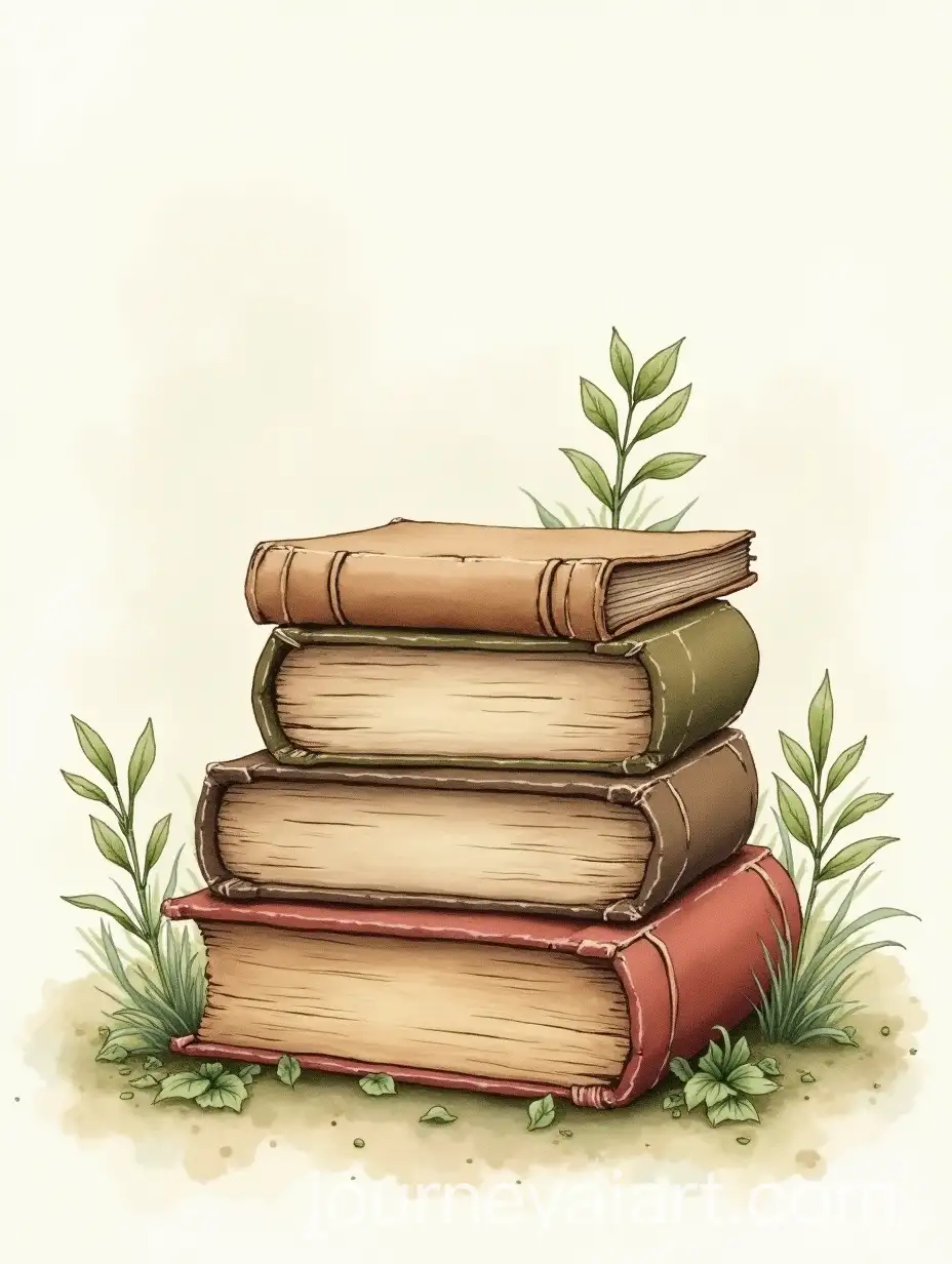 Vintage-Leather-Books-Surrounded-by-Plants-in-a-Romantic-Victorian-Setting