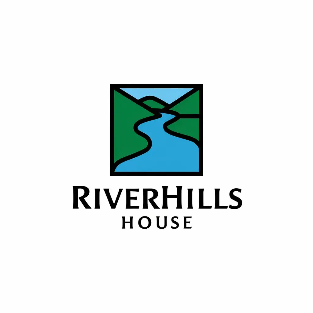 LOGO Design for Riverhills House Vector Design Featuring River Symbol for Real Estate Industry