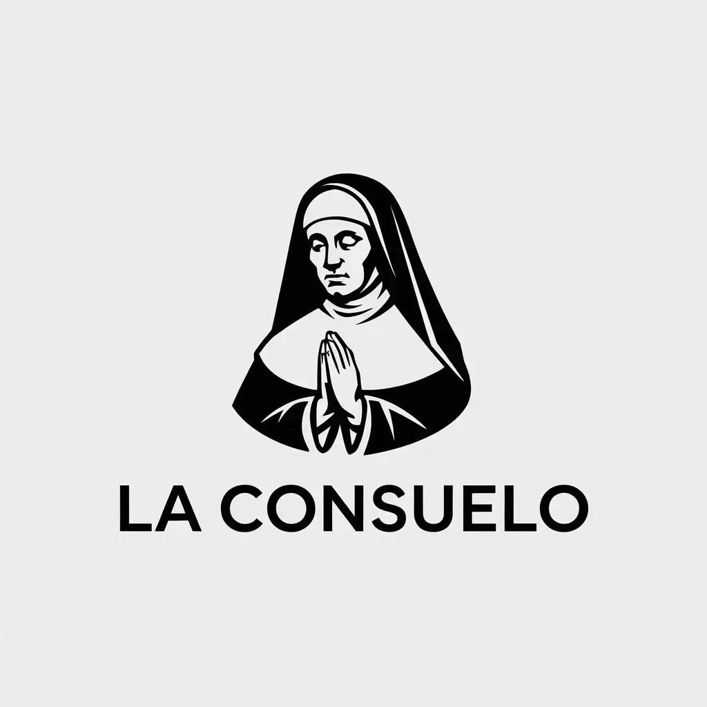 LOGO Design for La Consuelo Bust of a Nun Praying with Minimalistic Style for Restaurant Industry