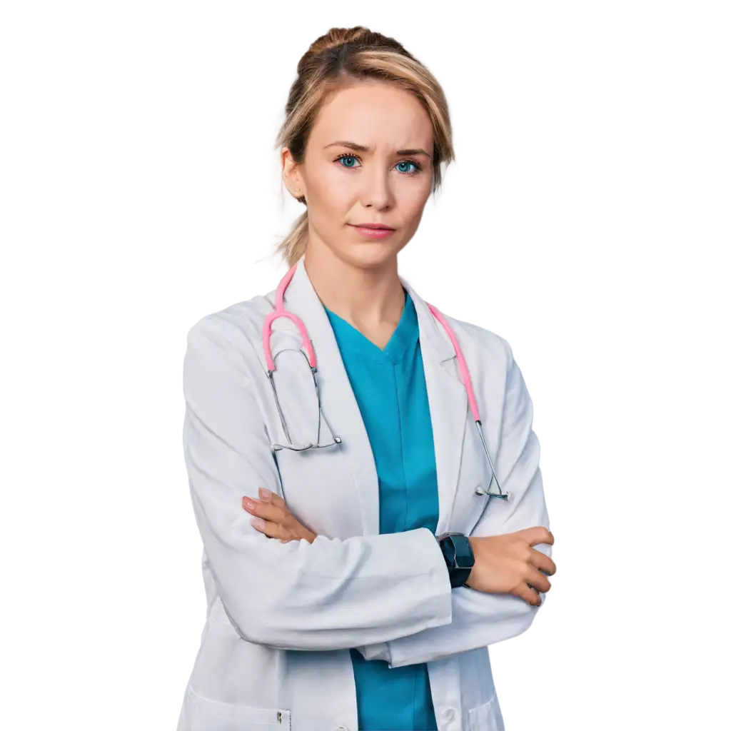 Professional-Female-Doctor-PNG-Image-Realistic-Medical-Portrait-with-Blonde-Updo-Lab-Coat-and-Stethoscope