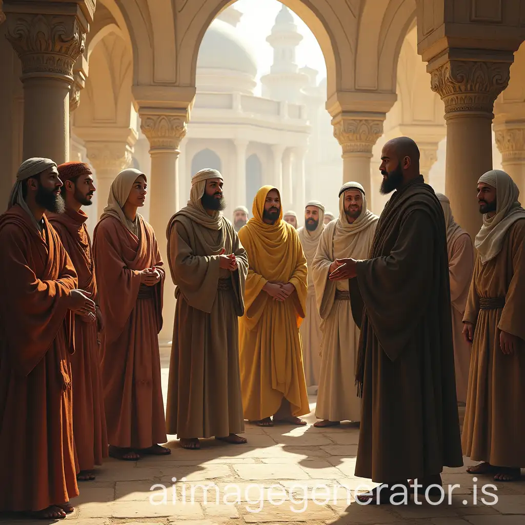 Umar-ibn-alKhattab-Engaging-in-Conversation-with-Monks-and-Priests-in-a-Friendly-Setting