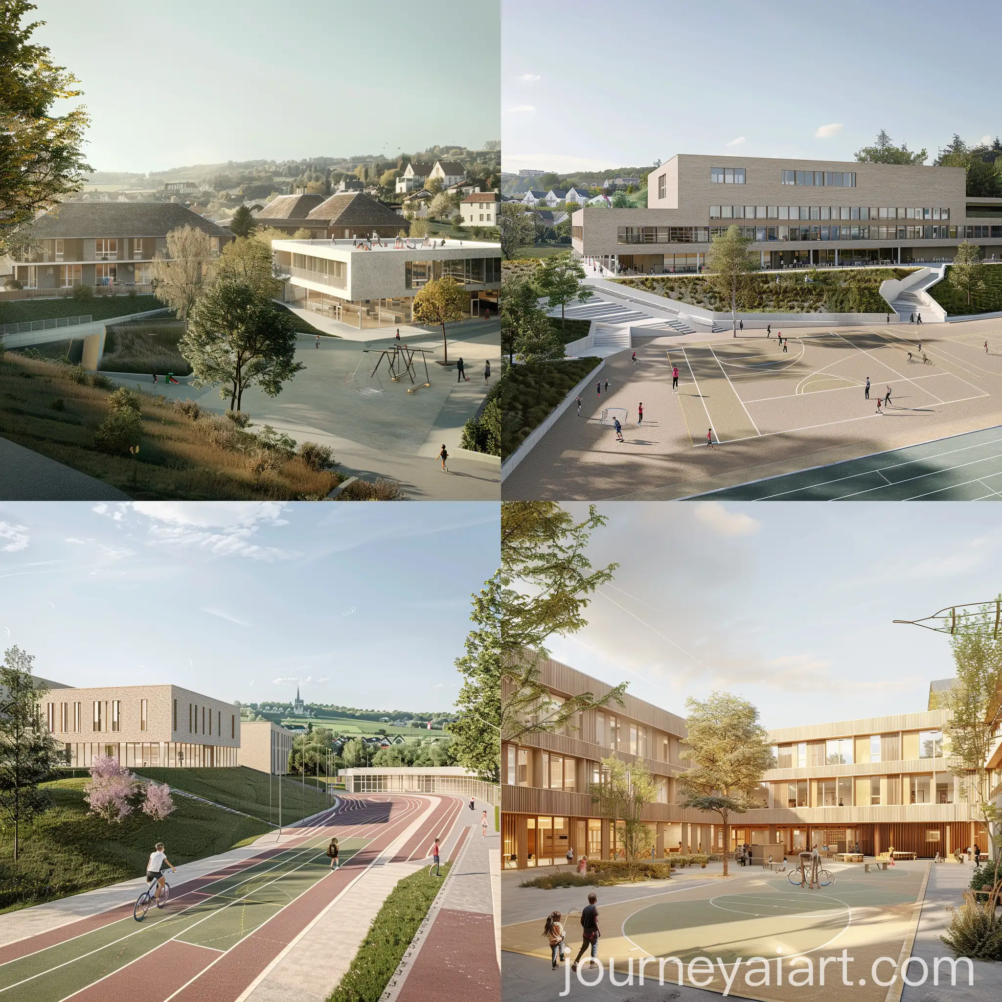 Modern-School-Building-with-Sports-Facilities-in-Luxembourg-Village