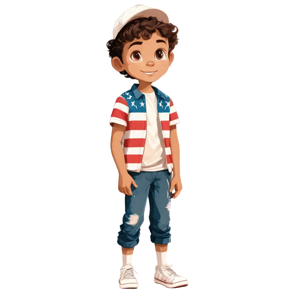 Animated-Boy-in-USAthemed-Childrens-Clothing-PNG-Image-Concept