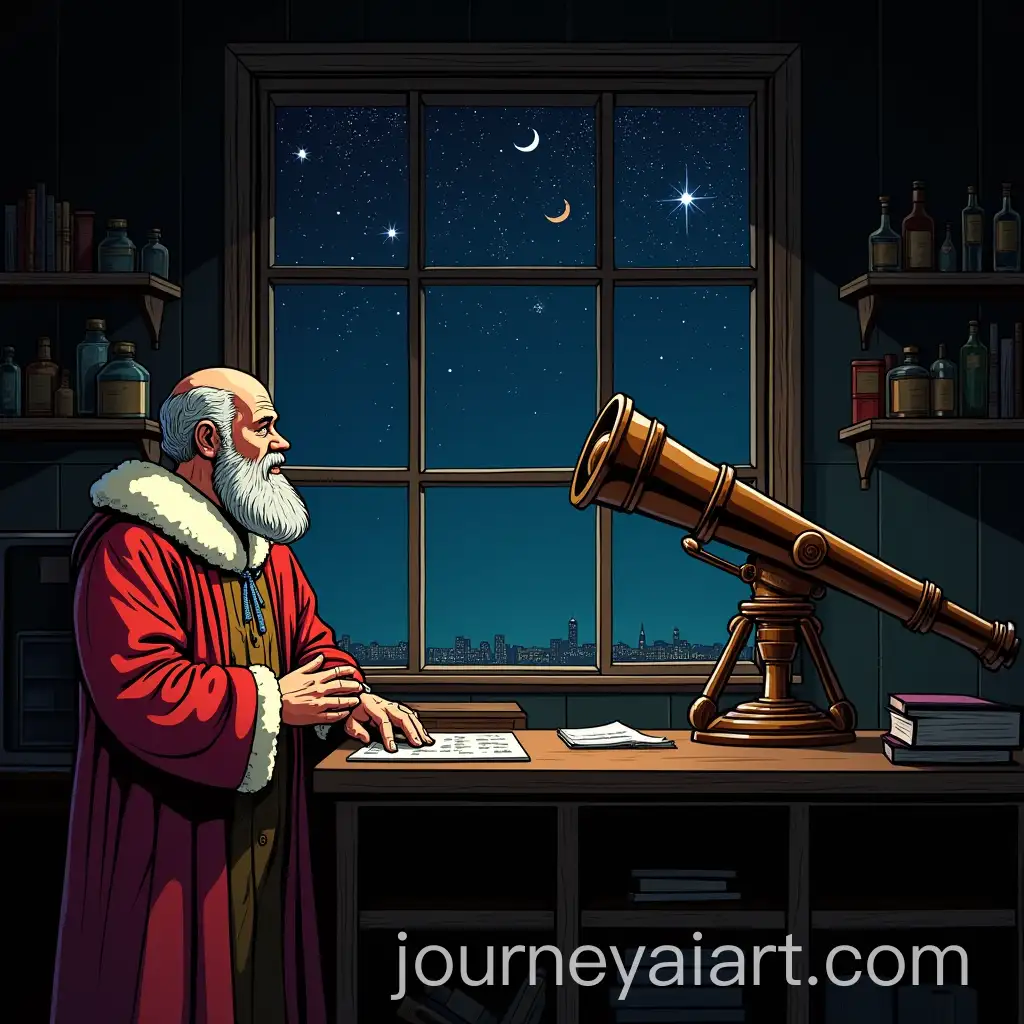Galileo-Galilei-in-a-ComicStyle-Laboratory-with-Telescope-and-Constellation-View