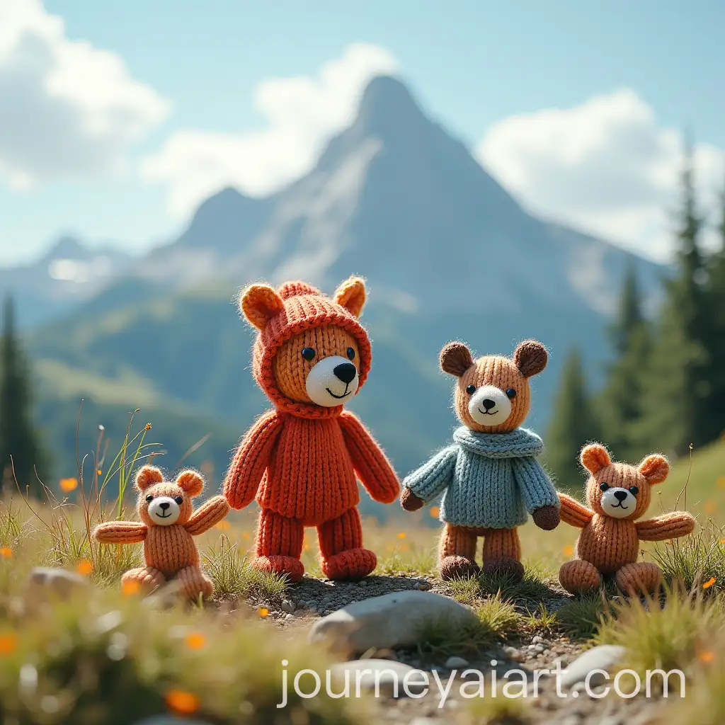 Knitted-Animal-Characters-in-a-Serene-Mountain-Landscape