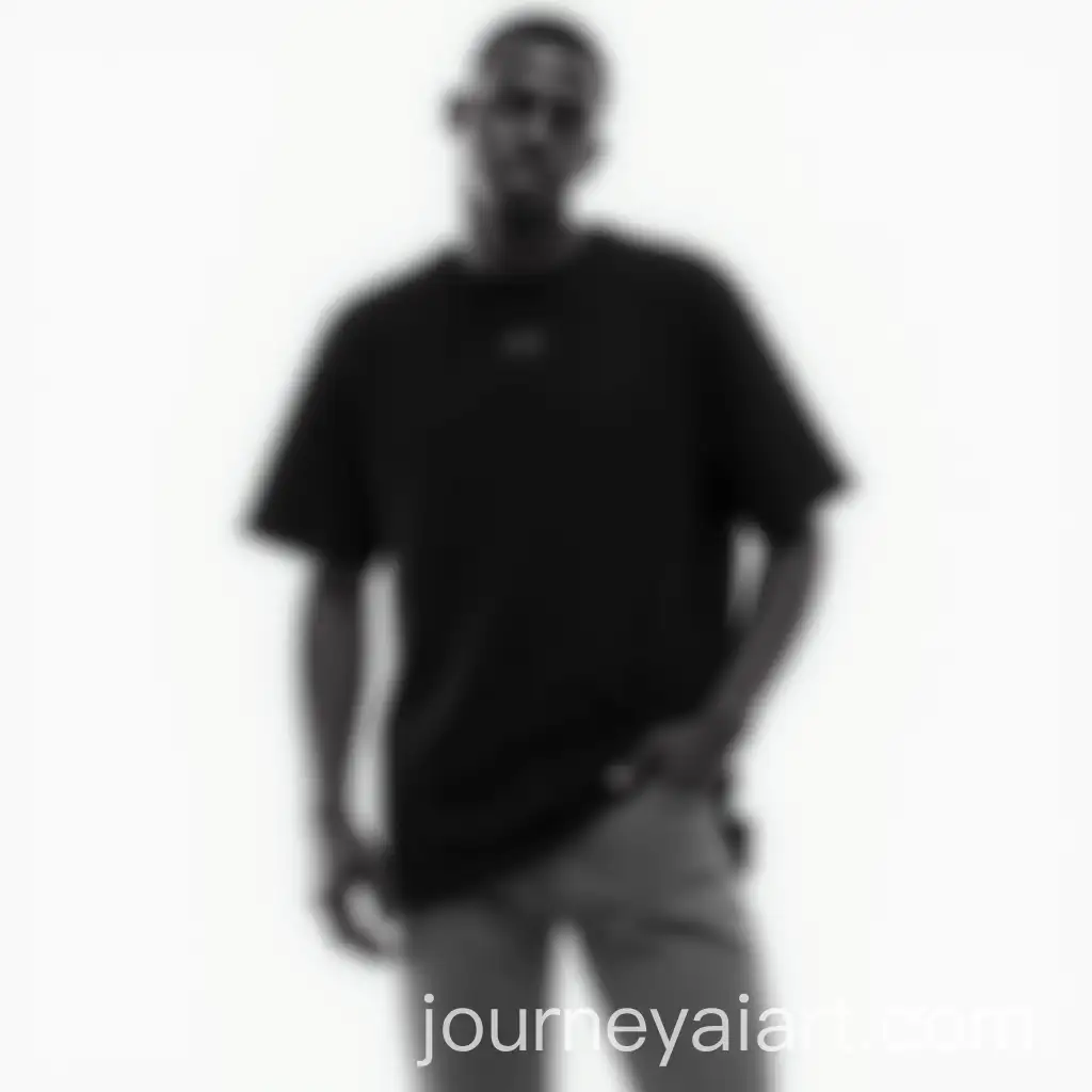Streetwear-Model-Posing-in-Oversized-Black-TShirt-on-White-Background