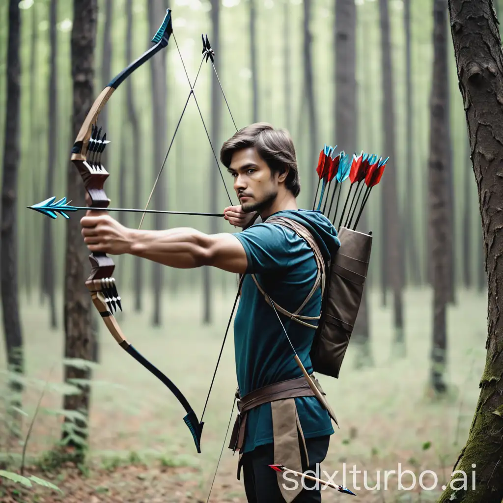 Archer-in-Forest-with-Bow-and-Arrow