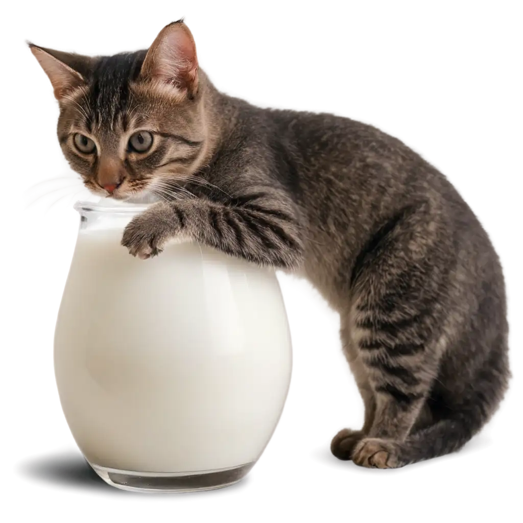 Adorable-Cat-Drinking-Milk-PNG-Image-for-HighQuality-Digital-Projects