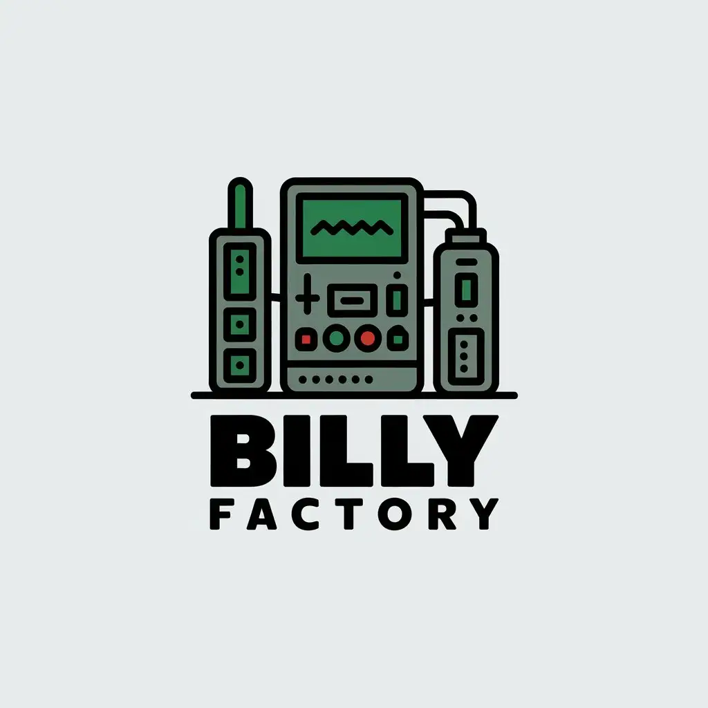 a vector logo design,with the text "Billy Factory", main symbol:electronic devices,Moderate,clear background