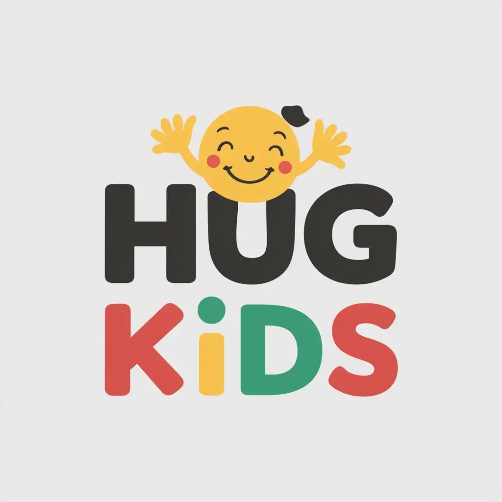 LOGO-Design-For-HUG-KIDS-Vector-Design-with-Happiness-Joy-and-Cuteness