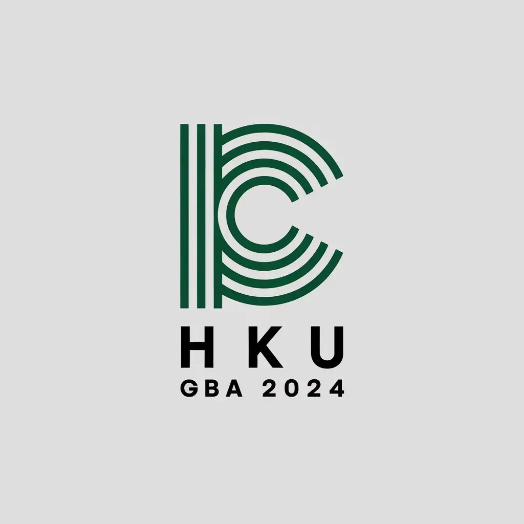 a vector logo design,with the text "HKU GBA 2024", main symbol:C,Minimalistic,clear background