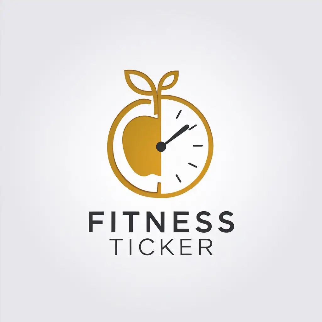 LOGO Design For Fitness Ticker Minimalistic Apple and Clock Symbol on Clear Background