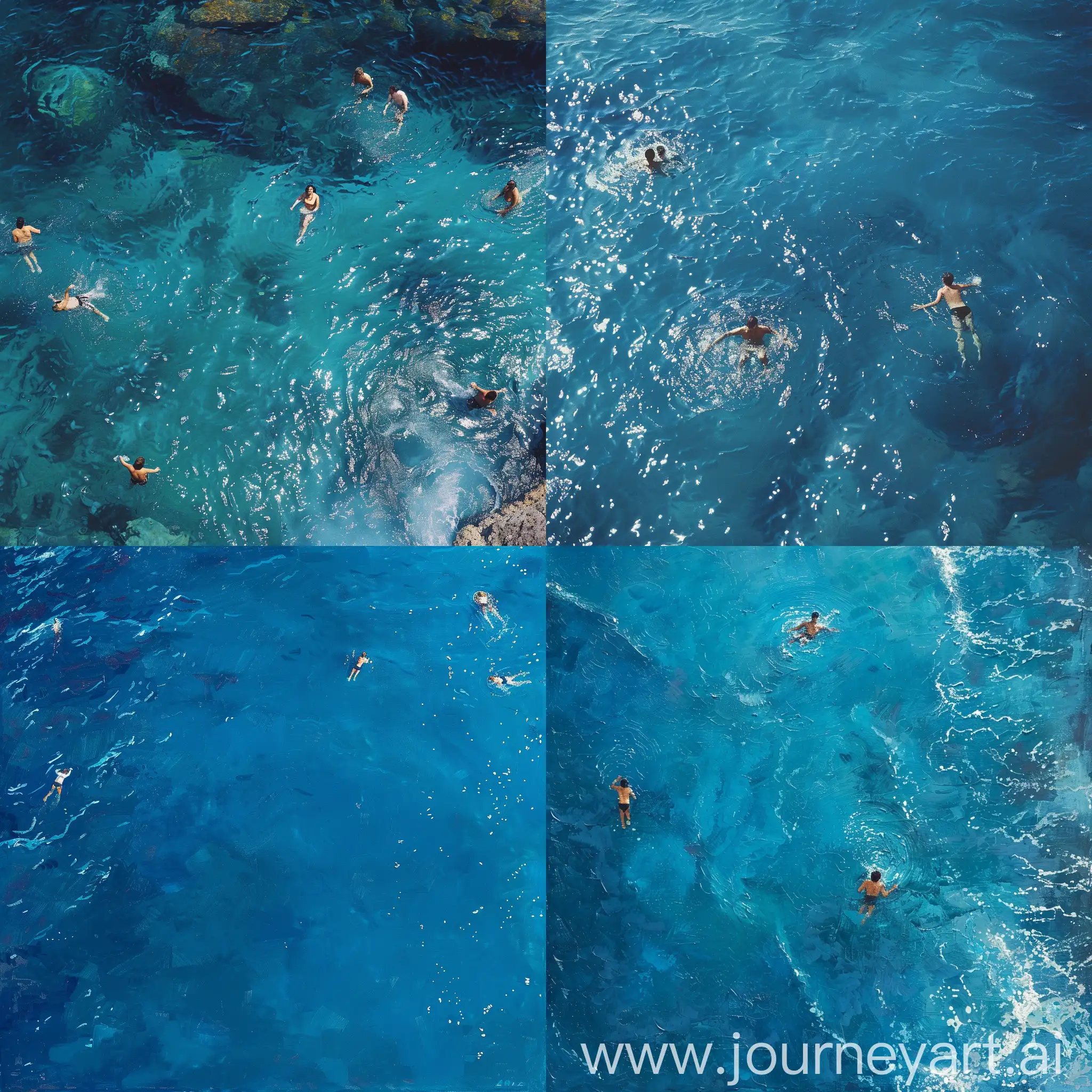 Swimmers-in-the-Blue-Sea