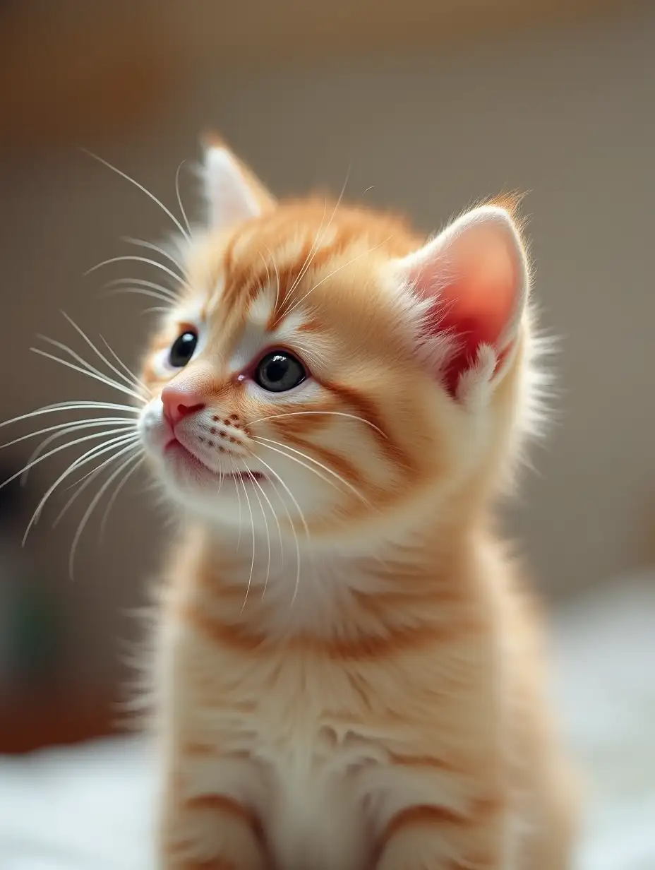 Adorable Baby Kitten Playfully Holding Scissors