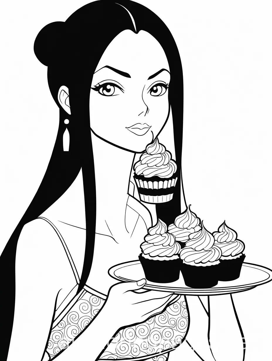 Nico-Robin-Enjoying-Cupcakes-Coloring-Page