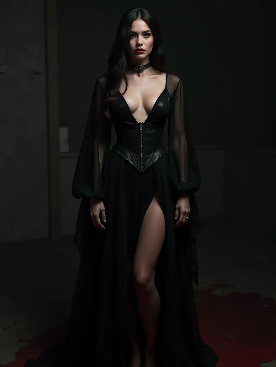 Teagan-Croft-as-a-Primordial-Vampire-in-Gothic-Castle-at-Night