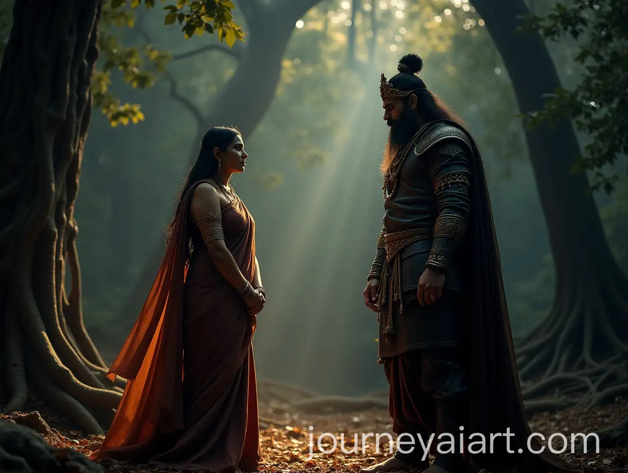 Savitri-ConAI-Art-Prompt-Expansionfronts-Yama-in-Mystical-Forest-at-Twilight