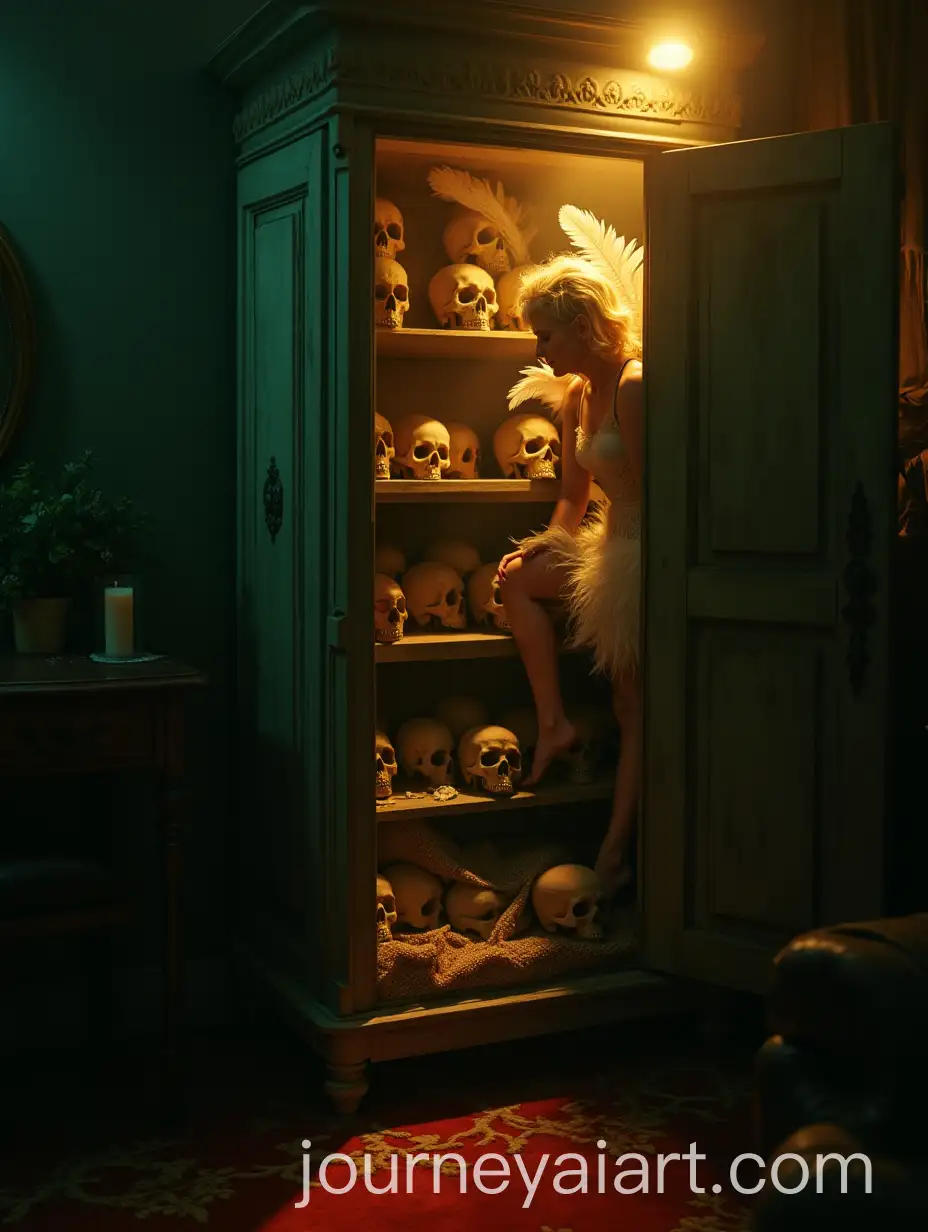 Elegant-Dark-Angel-Amidst-SkullFilled-Wardrobe