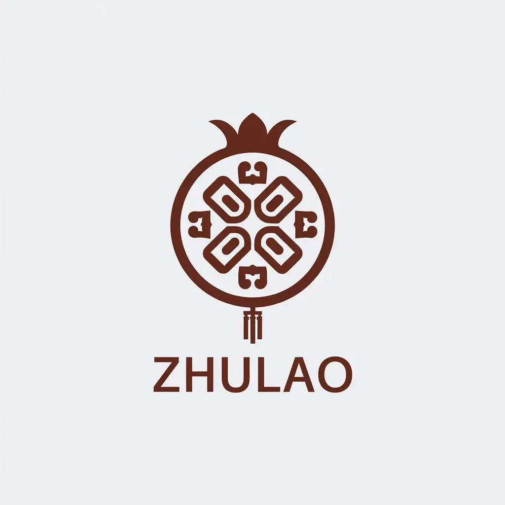 a vector logo design,with the text "zhulao", main symbol:Pomegranate seeds, Chinese knots,Minimalistic,be used in Education industry,clear background