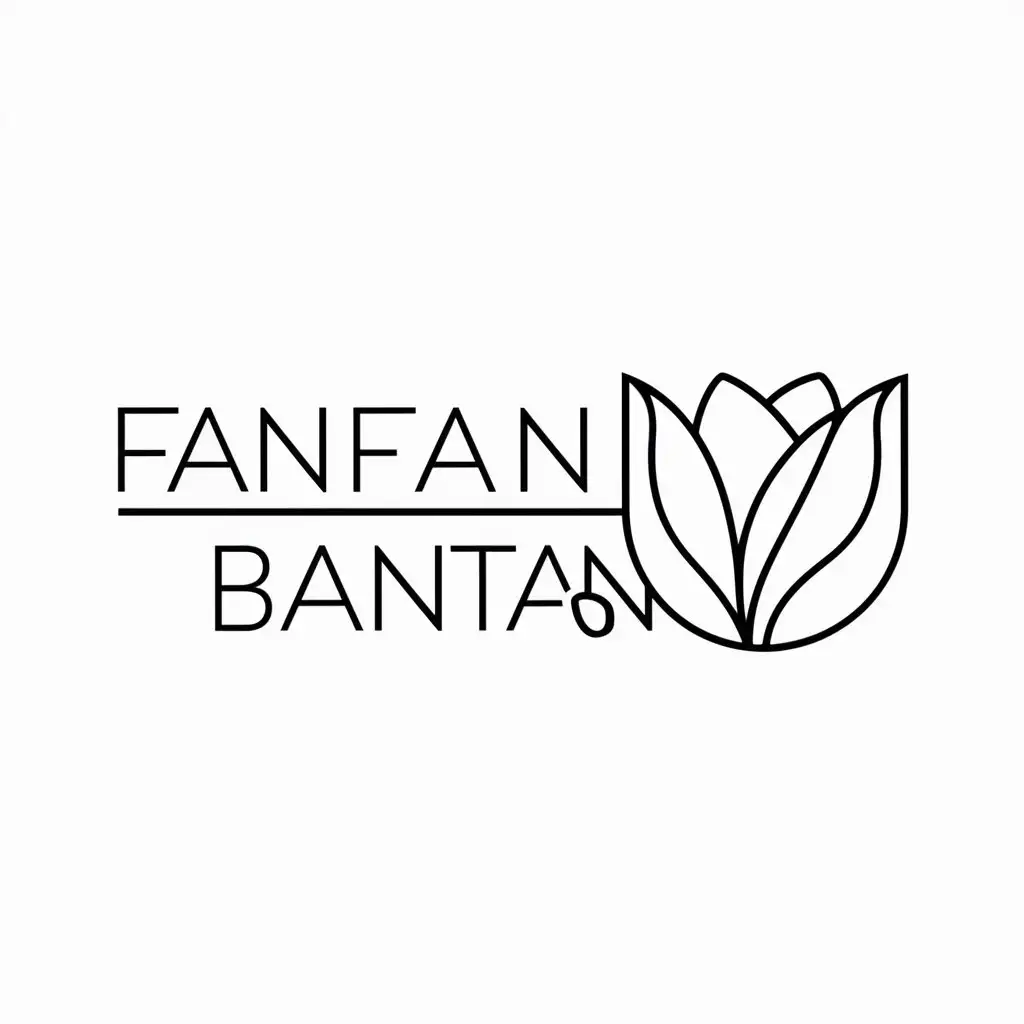 a logo design,with the text "FanFan Bantan", main symbol:inscription with tulip logo,Minimalistic,clear background