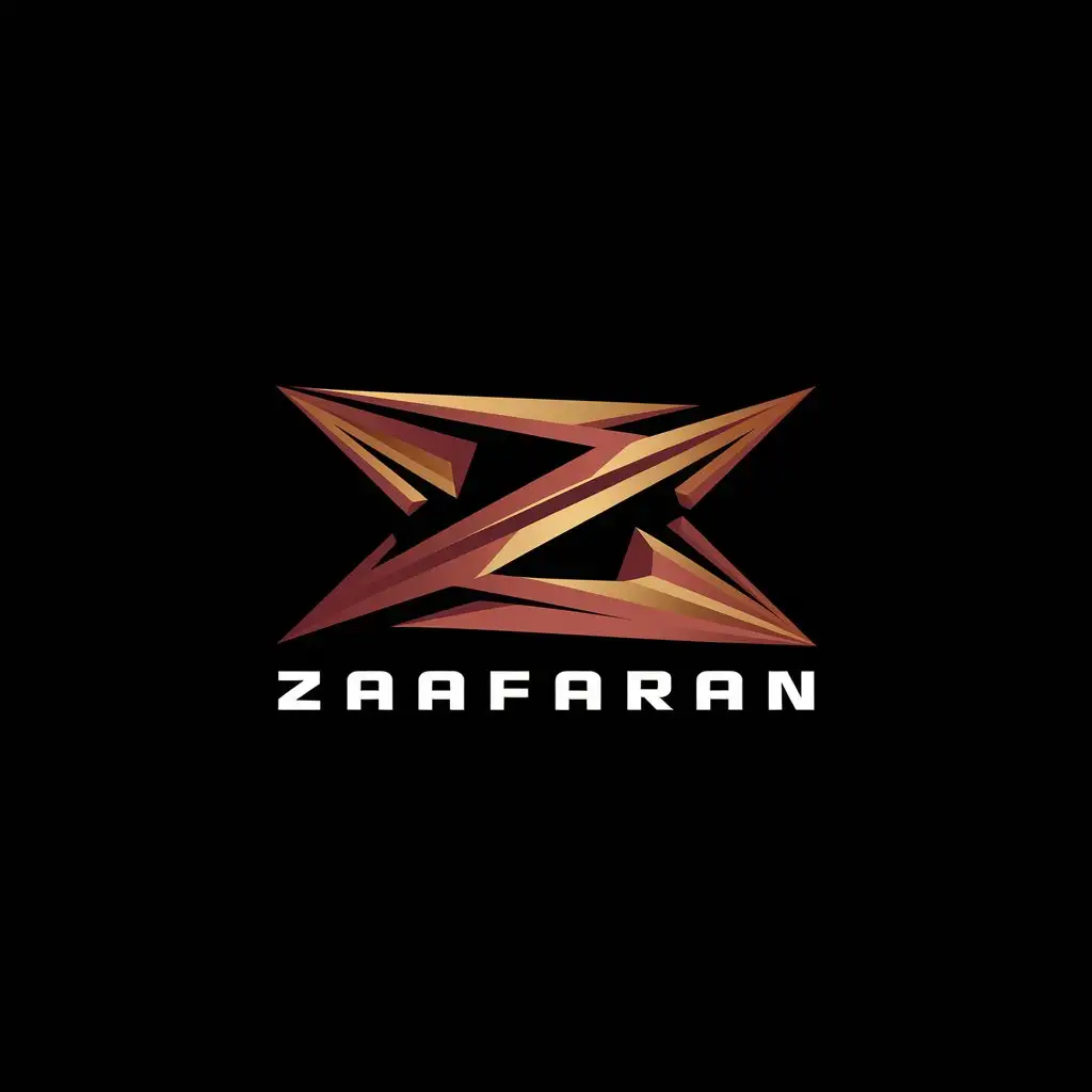 LOGO Design for ZAAFARAN Bold Z with Red Gold and Sharp Edges Representing Strength and Authority