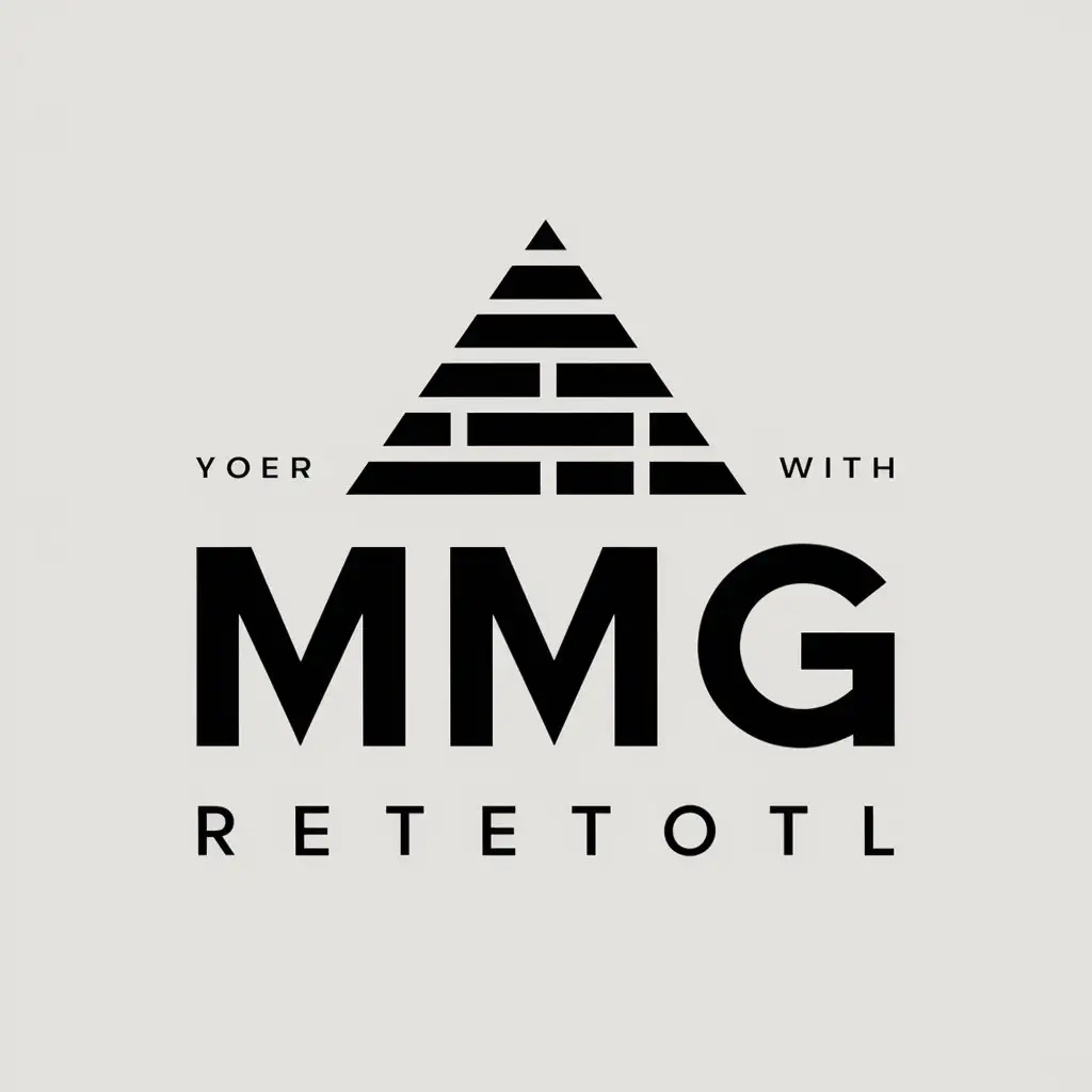 a vector logo design,with the text "MMG", main symbol:inscription MMG, pyramid,Minimalistic,be used in Retail industry,clear background