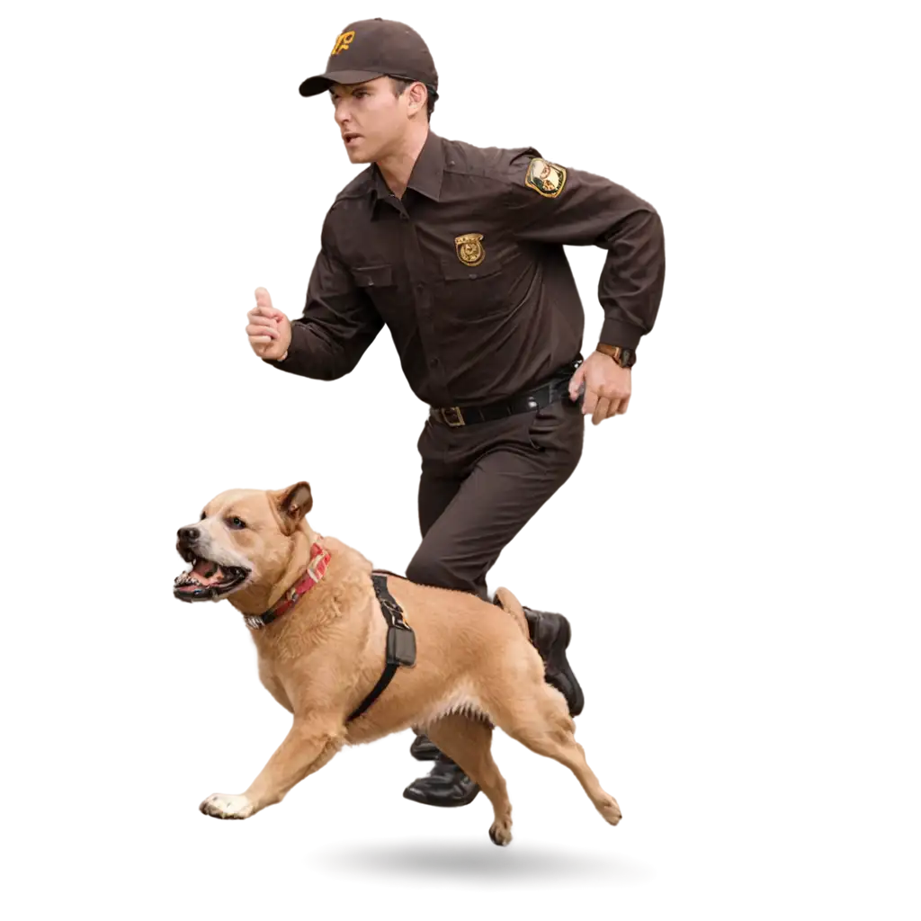 UPS Driver running from dog