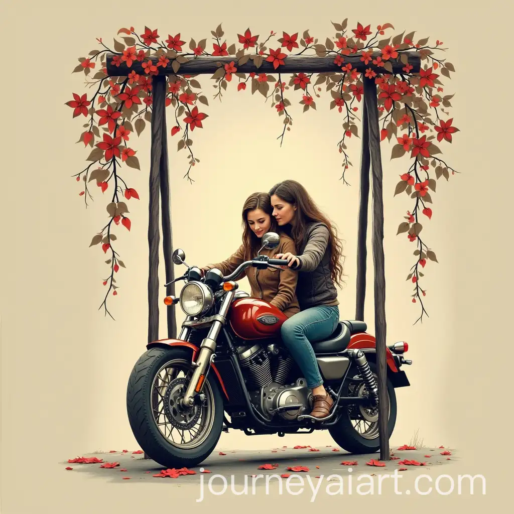 Couple-on-Motorcycle-with-a-Swing-Chair-Tattoo-Concept-for-Forever-Together
