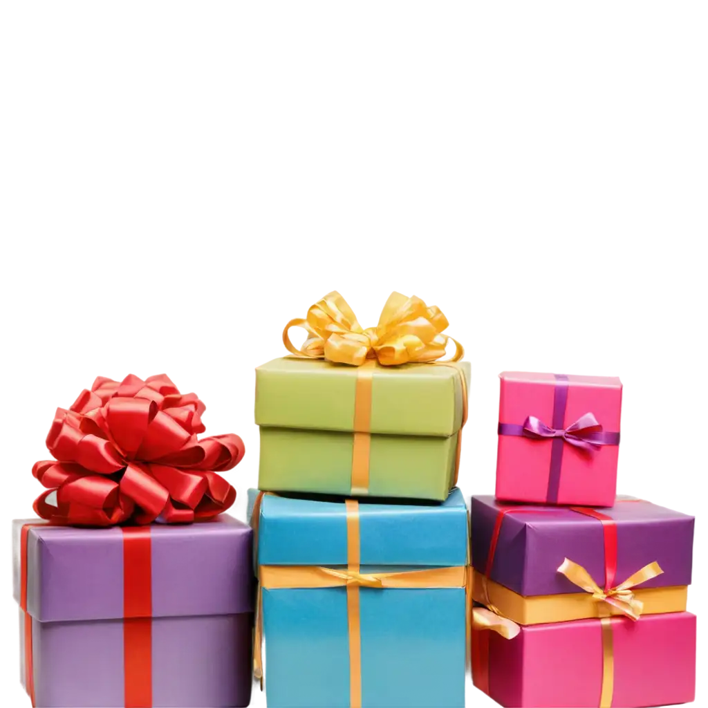 Colorful-Stack-of-Wrapped-Presents-with-Bows-PNG-HighQuality-Image-for-Festive-Designs