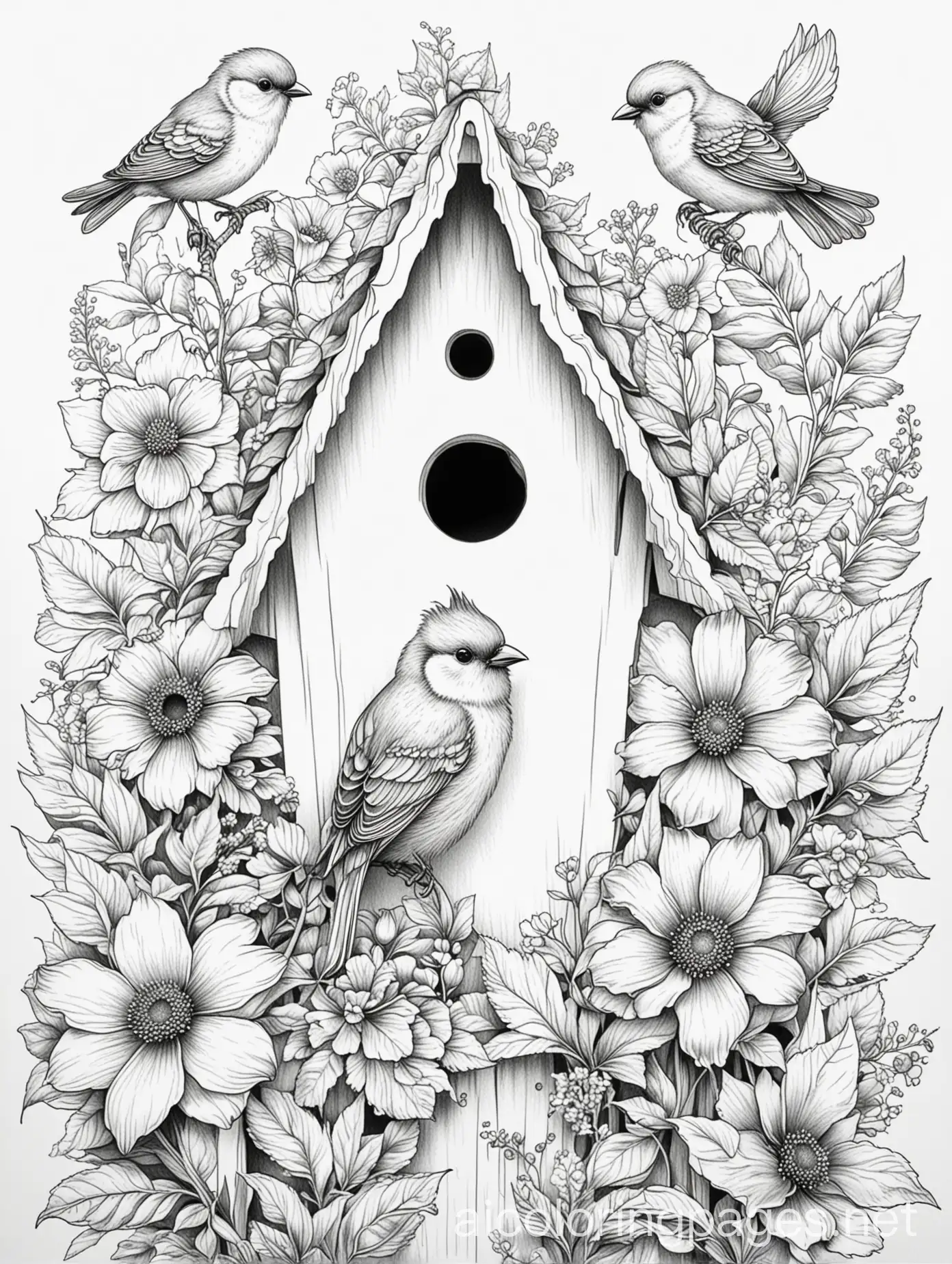 Charming-Birdhouse-with-Birds-and-Flowers-for-Kids-Coloring-Fun