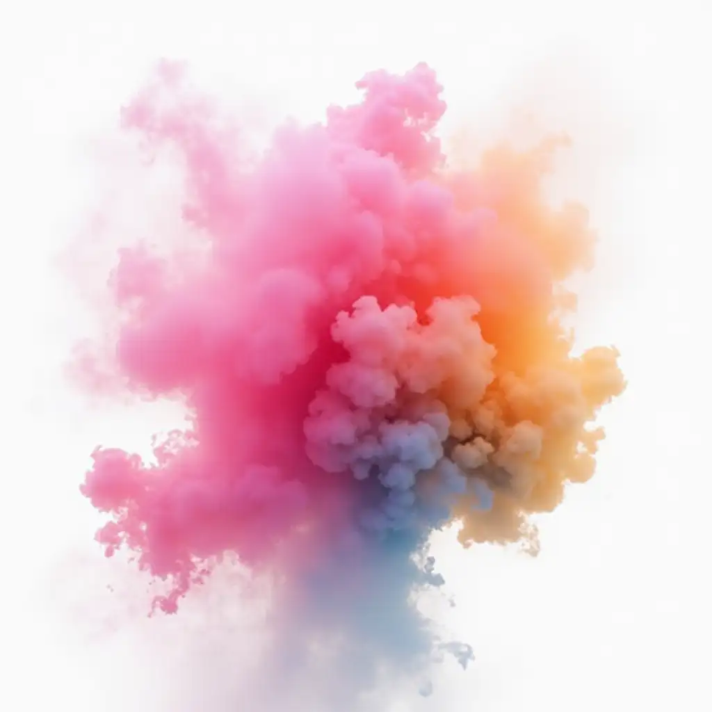 Vibrant-Colored-Smoke-from-Indian-Holi-Festival-of-Colors-on-White-Background