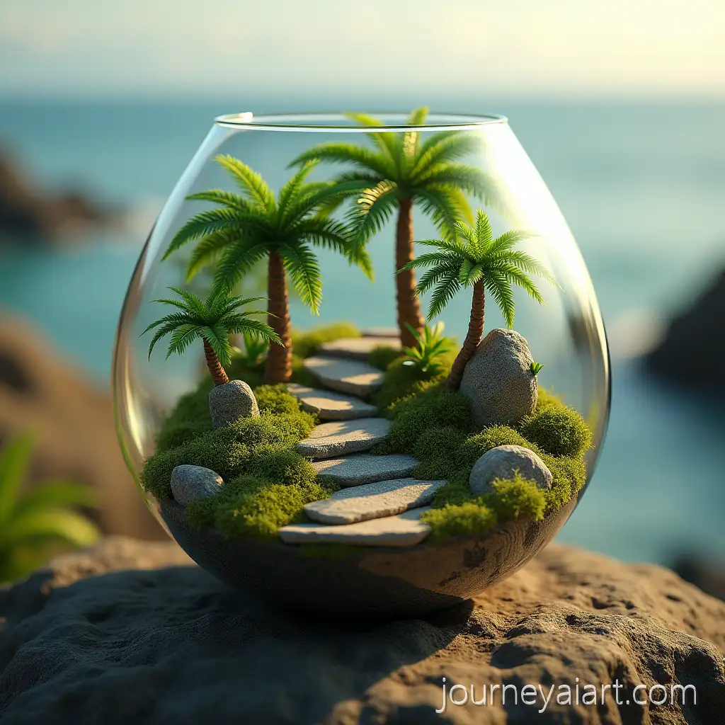 Miniature-TerrariumMiniature-terrarium-jungle-Inside-Crystal-Goblet-with-Palm-Jungle-Pathway