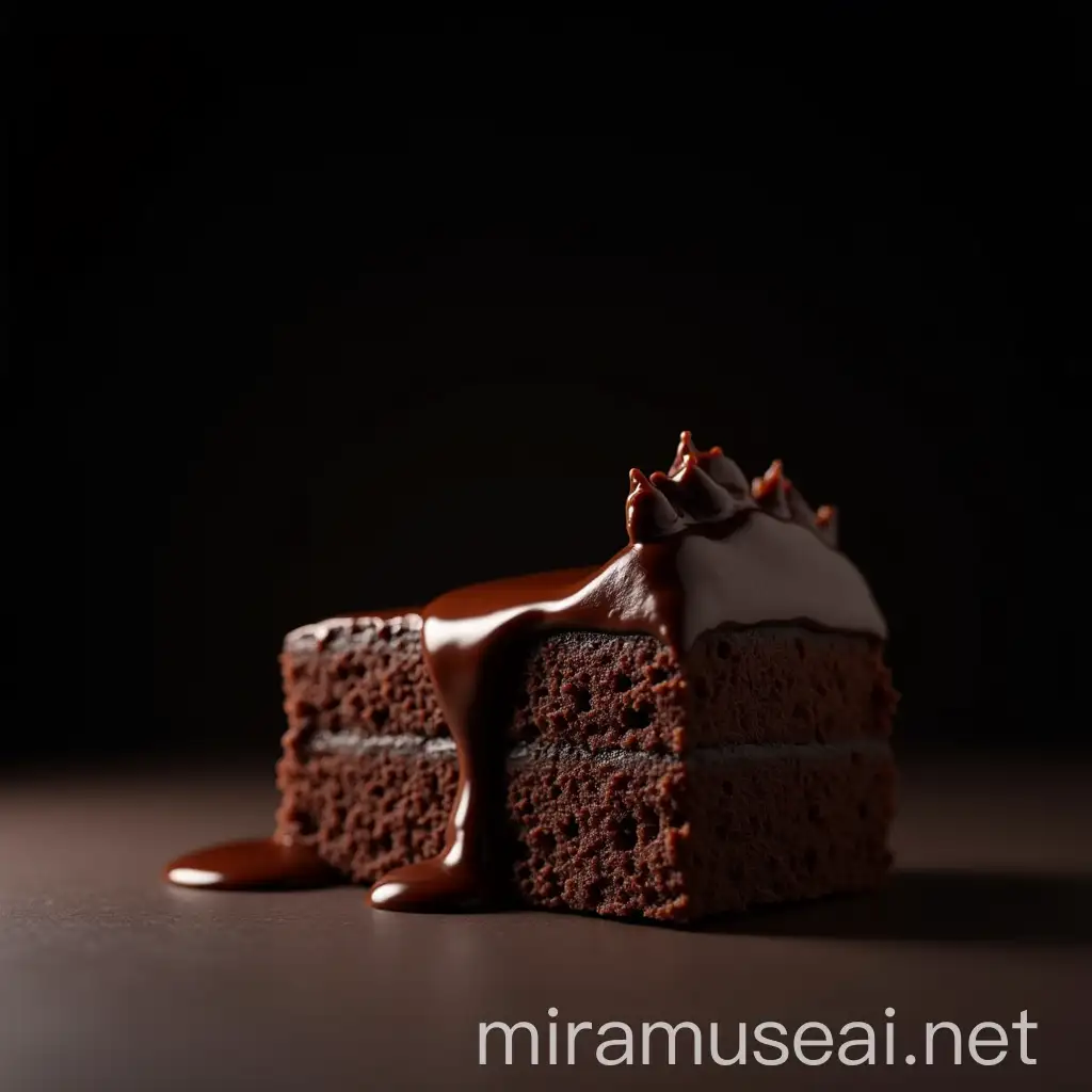 Decadent Chocolate Cake with Rich Drippings A Side View Delicacy