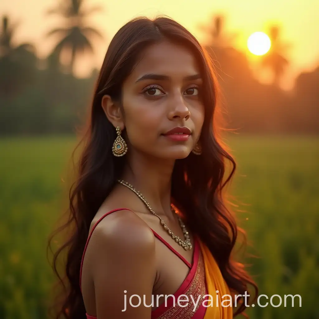 Indian-Girl-in-Saree-with-Jewelry-in-Keralas-Golden-Hour