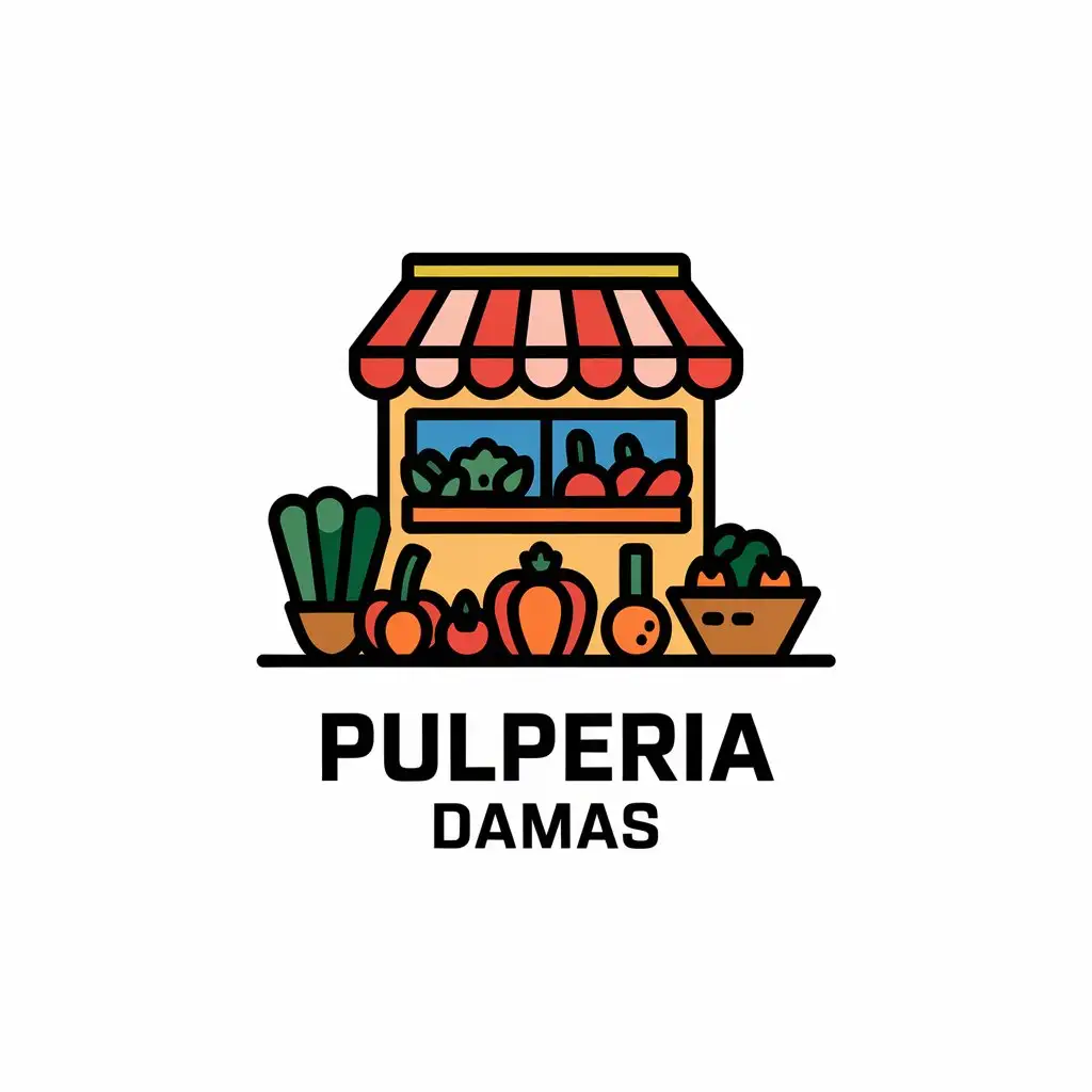 LOGO Design for Pulperia Damas Store Vegetables with Modern Clear Background Theme