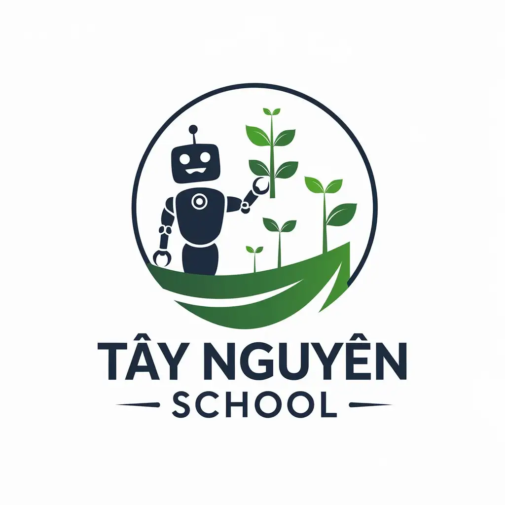 Logo-Design-For-Ty-Nguyn-School-Instructing-Robot-with-Plant-Lift-IT-Industry-Theme