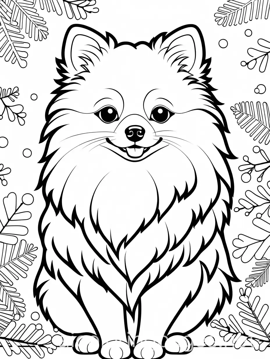 Pomeranian-Dog-Celebrating-Christmas-Eve-Coloring-Page-for-Kids