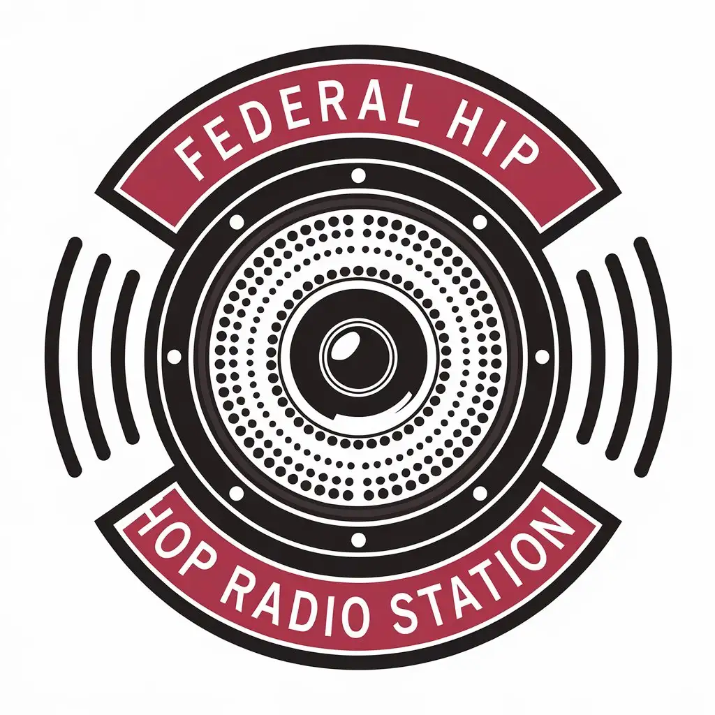 LOGO Design for Federal Hip Hop Radio Station Vector Design Featuring Speaker with Clear Background