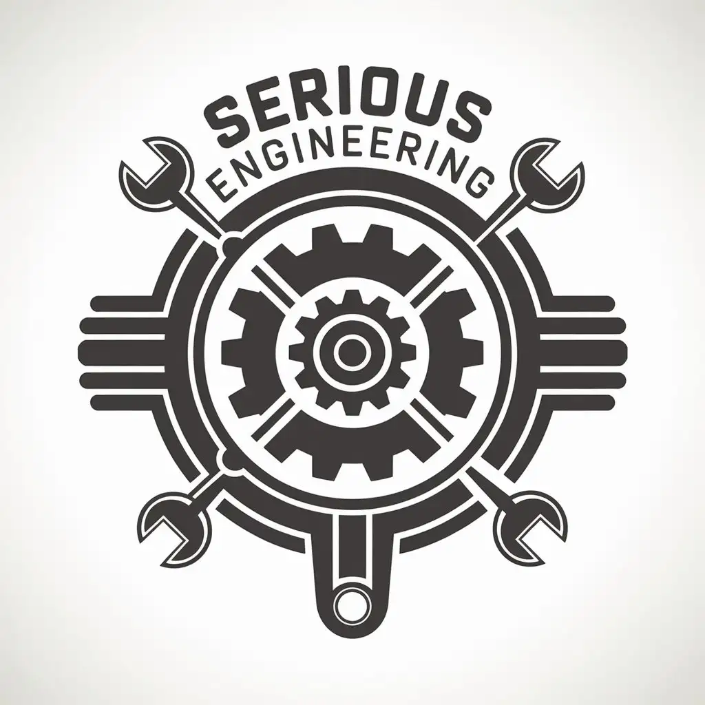 LOGO Design For Serious Engineering Bold Text with Gearwheel and Spanner Theme