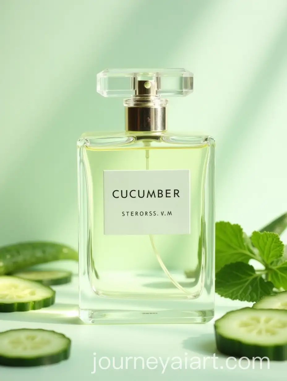 Luxurious-Glass-Perfume-Bottle-with-Cucumber-Infused-Fragrance-and-Fresh-Green-Accents