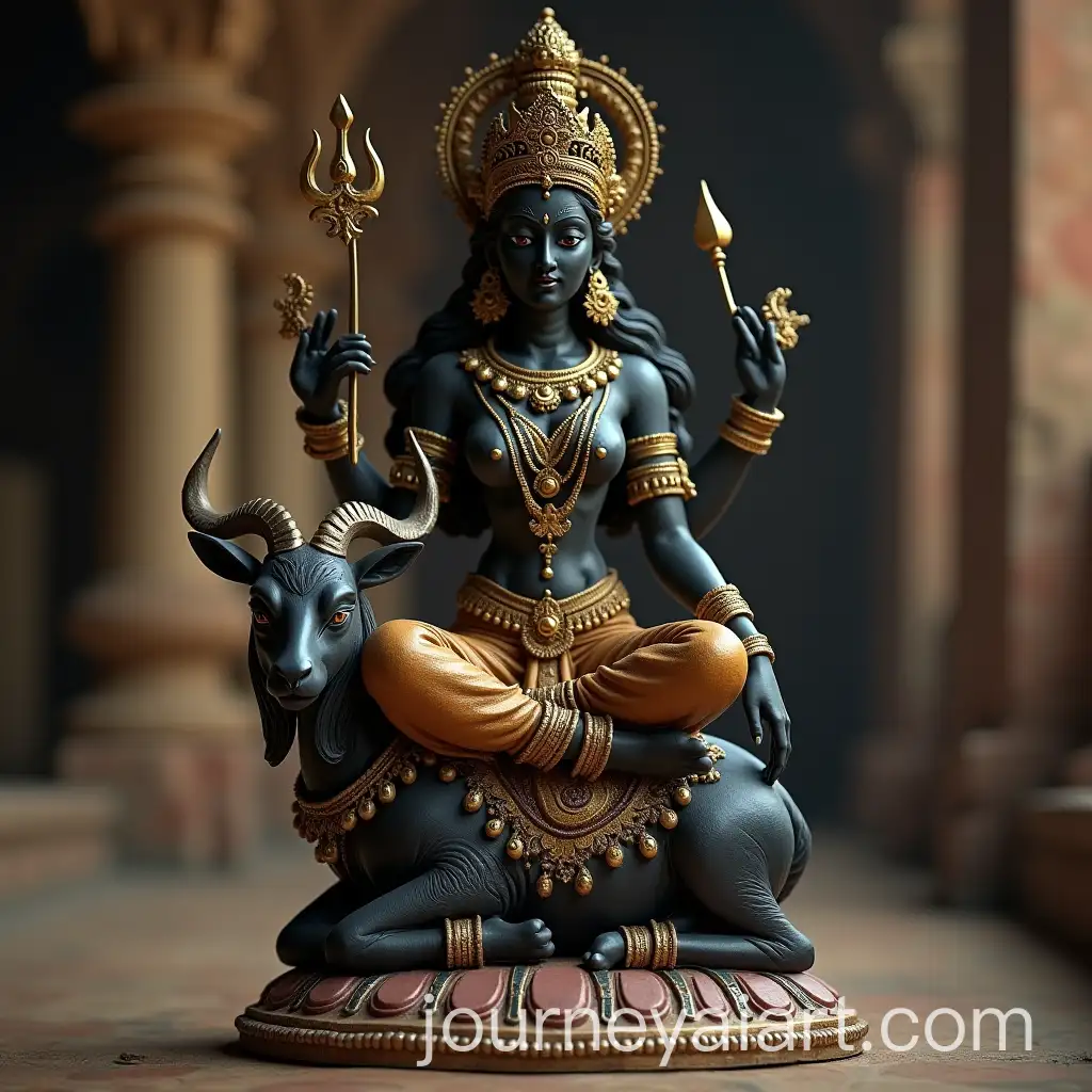 IndianAI-Image-Prompt-Expansion-Goddess-Devi-Statue-Riding-Black-Goat-in-UltraResolution