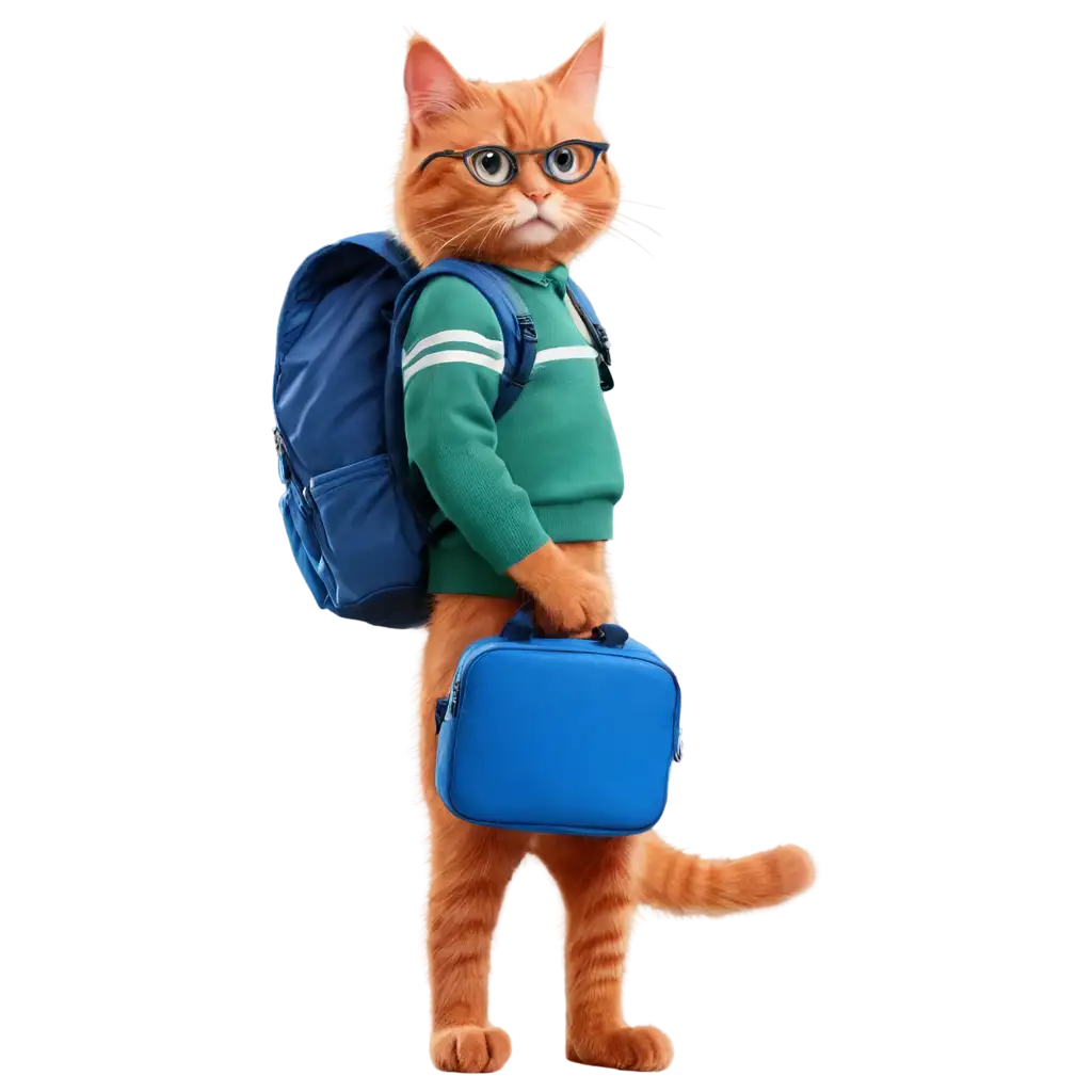 Red-Cat-with-Blue-School-Bag-PNG-HighQuality-Transparent-Image-for-Versatile-Use