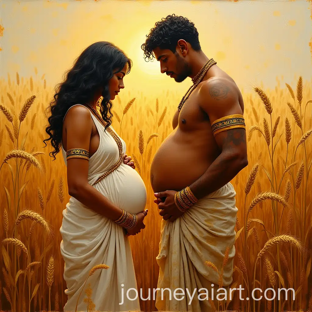 Pregnant-Woman-and-Husband-Observing-Wheat-in-Ancient-Egypt