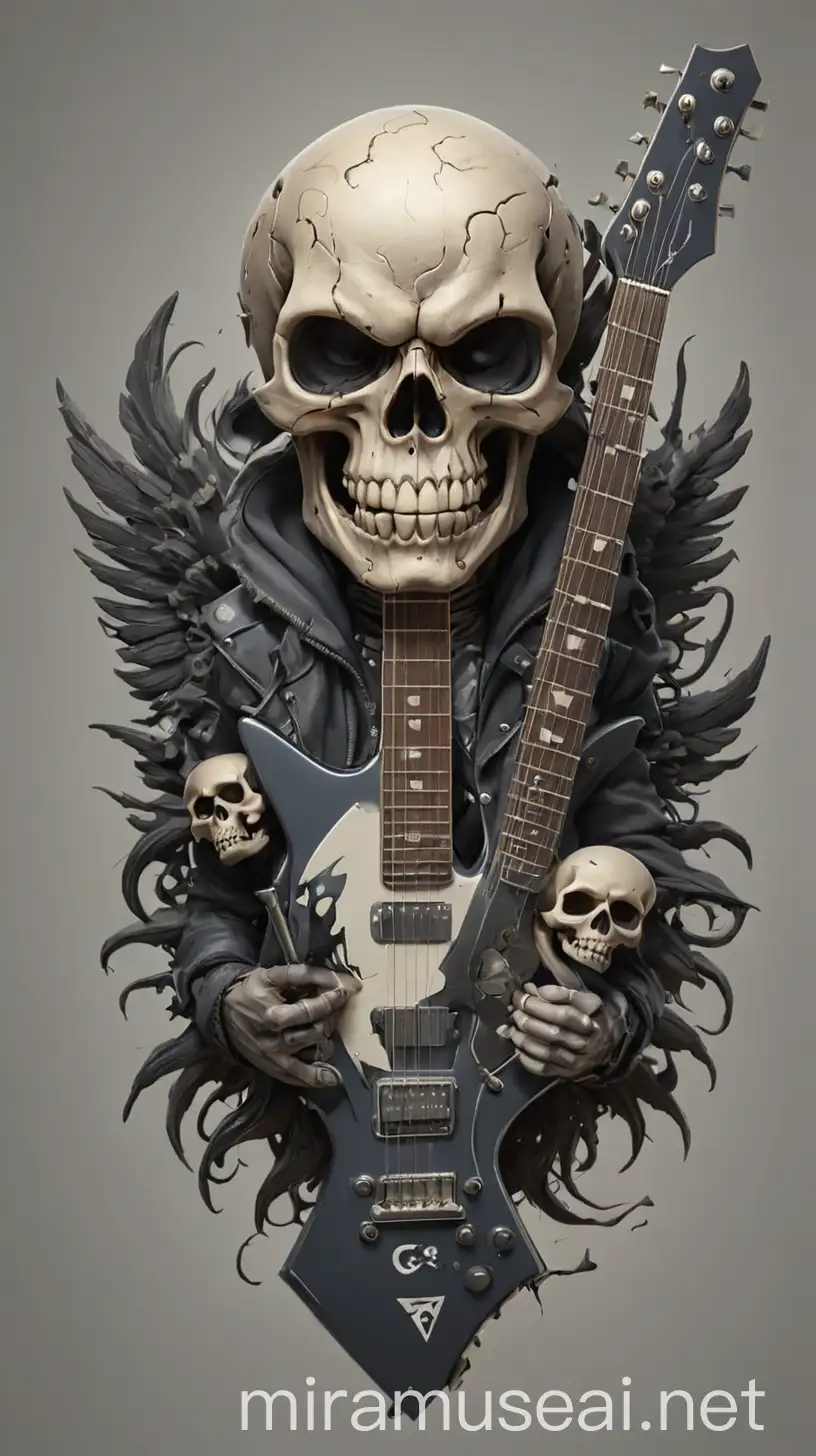 Rock Music Group Logo Featuring GS Letters on Electric Guitar Skull Design