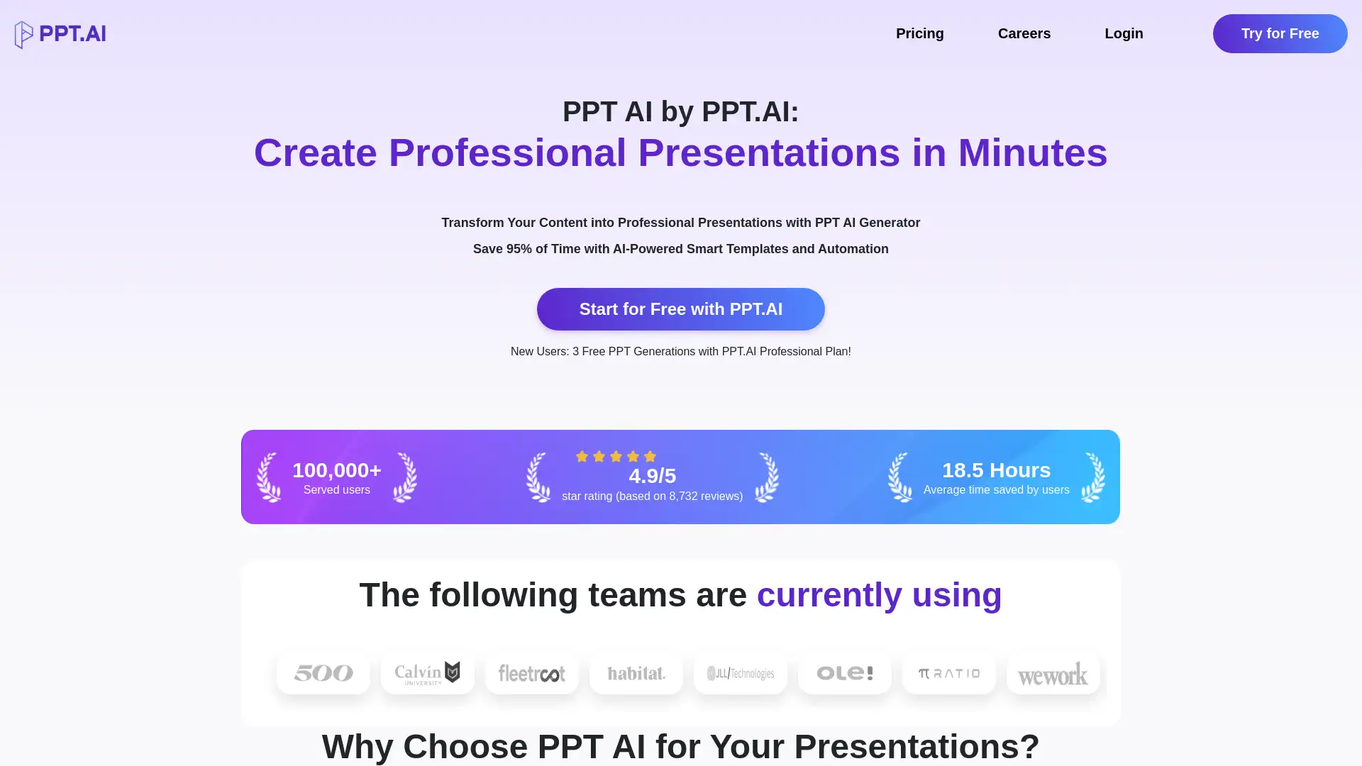 AI-powered presentations in minutes, saving time and effort.