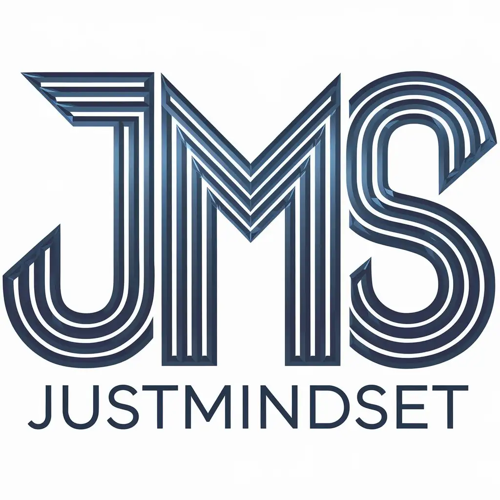 LOGO Design for JustMindSet Minimalistic Male Greek Gods with JMS Symbol in Blue Tones for Entertainment Industry