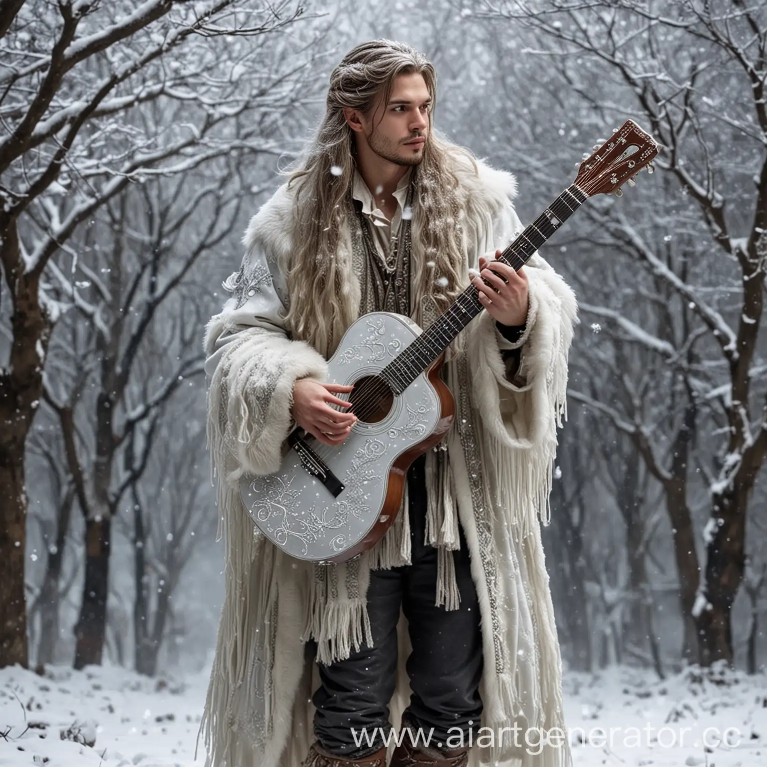 Snow-Bard-Playing-Ice-Guitar-in-Winter-Magic-Landscape