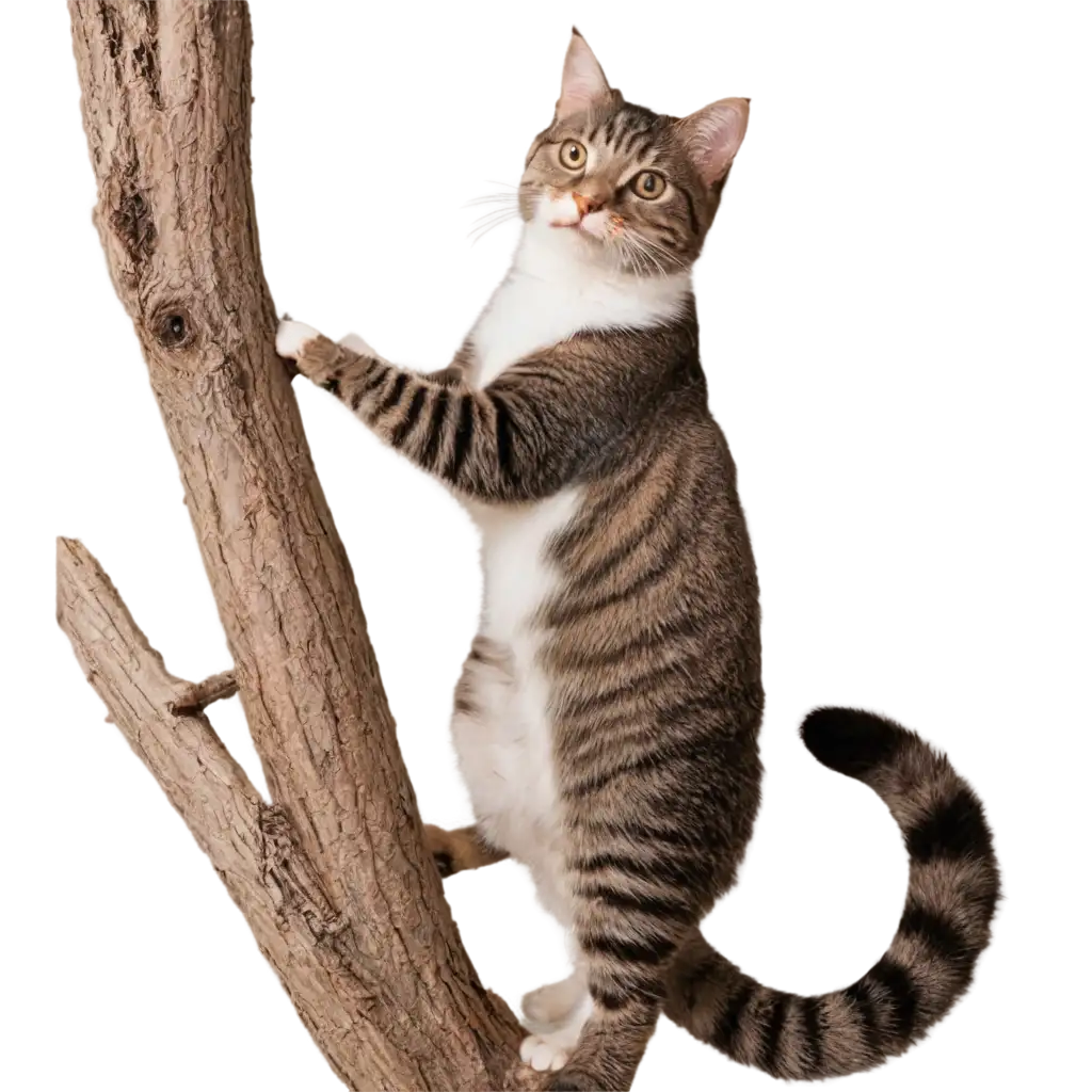 HighQuality-PNG-Image-of-a-Cat-on-a-Tree-Perfect-for-Various-Creative-Uses