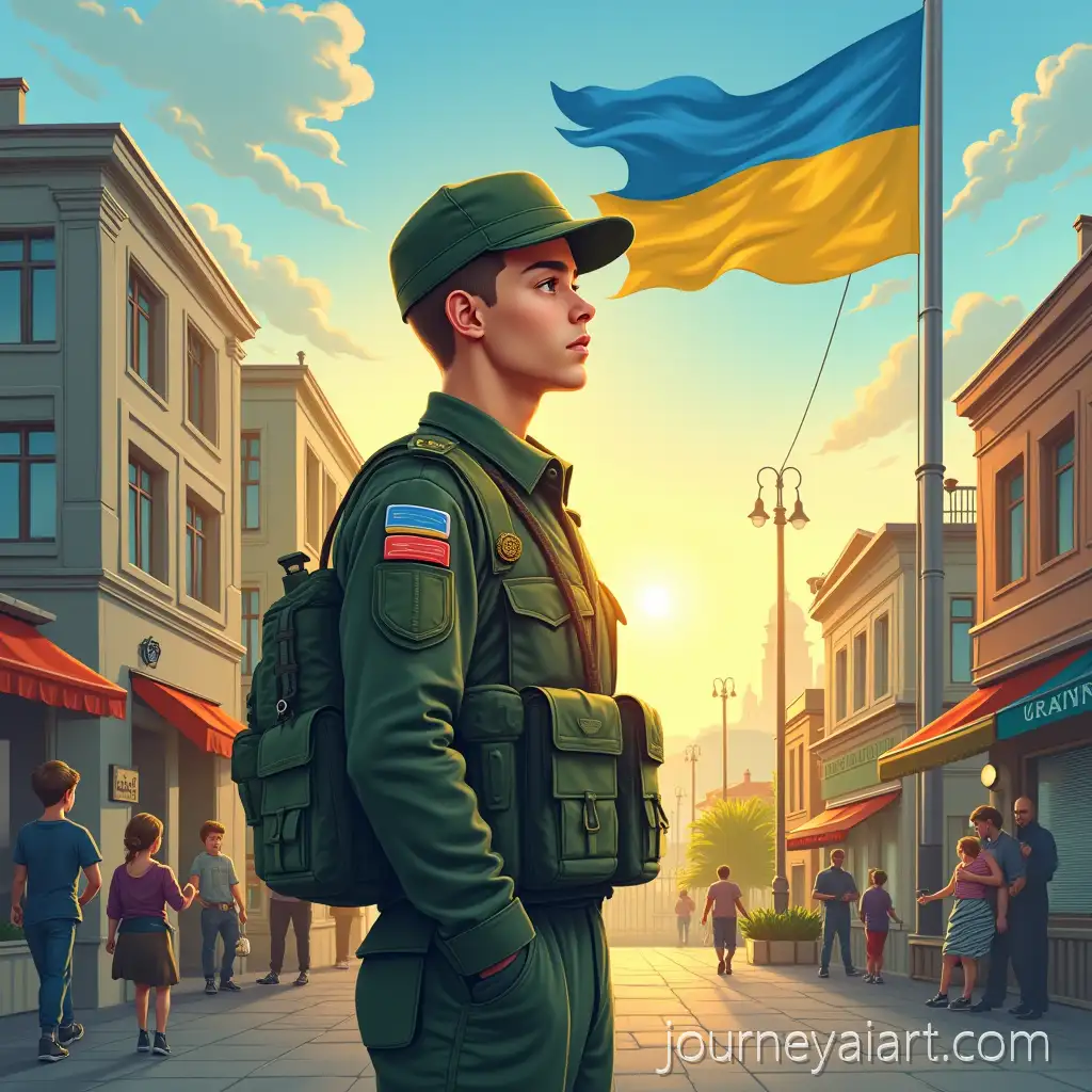 Ukrainian-Serviceman-Symbolizing-Hope-and-Stability-in-Modern-Poster
