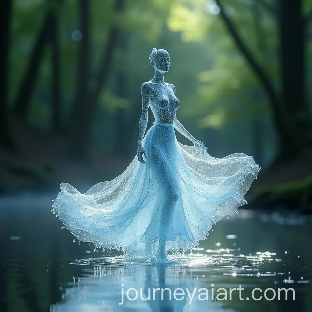 Dancing-Water-Figure-in-Flowing-Gown-on-Reflective-Surface